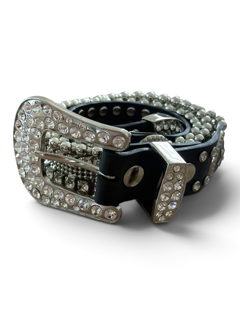 Christine Alexander Silver Crystal Studded Wrap Belt